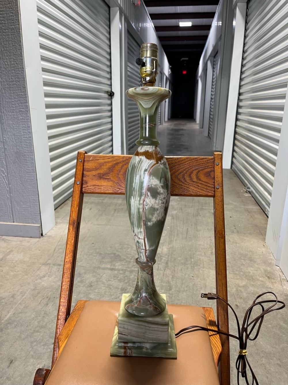 Vintage Hollywood Regency Green Onyx Table Lamp